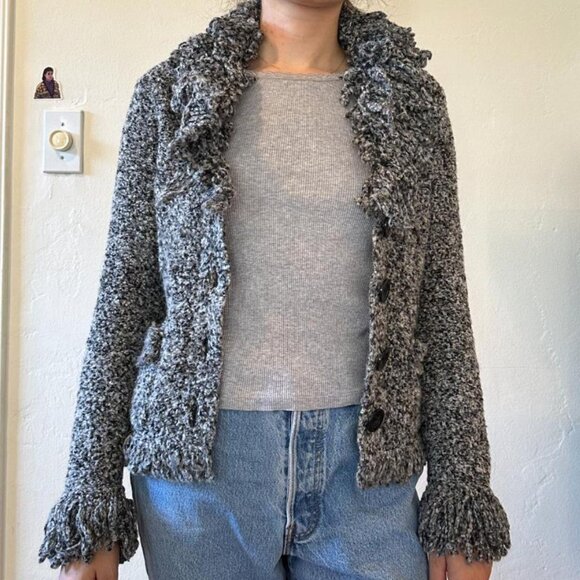 vintage chunky fringe cardigan - Picture 2 of 4